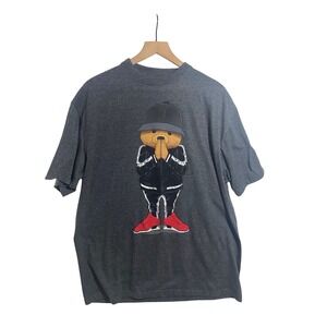 Flying Horse Mens Streetwear Teddy Bear Graphic T-Shirt Charcoal Grey 3XL